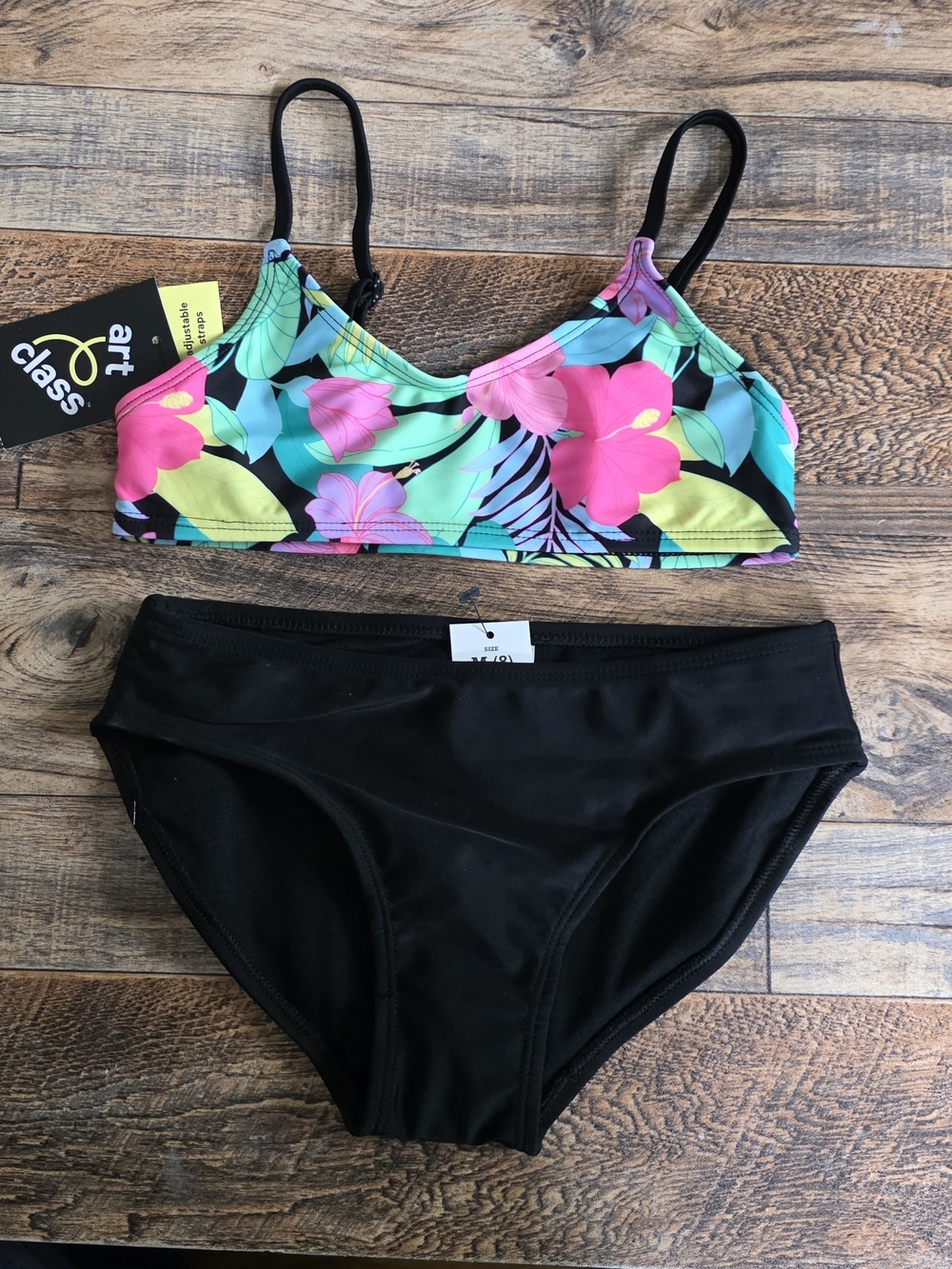 NWT Art Class Girls Tropical Floral Bikini Set - Size M (8)
